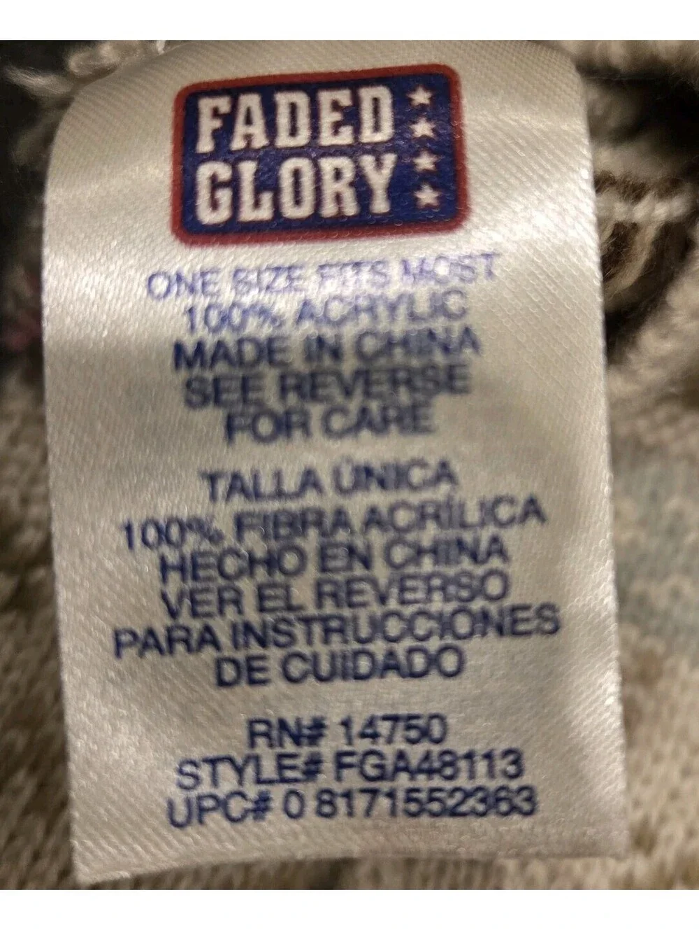 Faded Glory Ladies Beige Knit Gloves One Size.  New WO Tag Excellent Condition